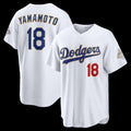 Los Angeles Dodgers #18 Yoshinobu Yamamoto White MWATKINS 2026 Gold Collection Stadium Jersey