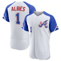 Atlanta Braves #1 Ozzie Albies White MWATKINS 2023 City Connect Flex Base Stitched Jersey