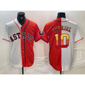 Houston Astros #10 Yuli Gurriel White Orange MWATKINS Split Stitched Jersey 2