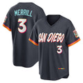 San Diego Padres #3 Jackson Merrill Obsidian MWATKINS 2026 City Connect Stadium Jersey
