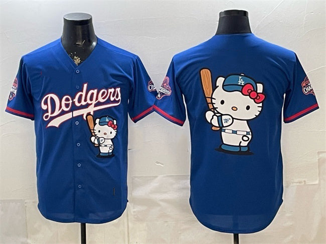 Los Angeles Dodgers Team Big Logo Royal MWATKINS Hello Kitty Night 2025 World Series Champions Patch Stitched Jersey