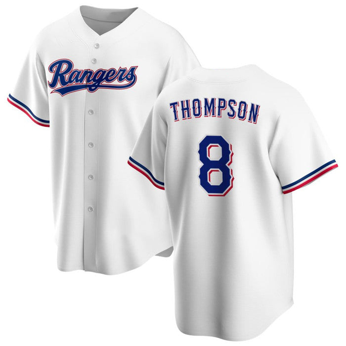 Texas Rangers #8 Bubba Thompson White MWATKINS Cool Base Stitched Jersey