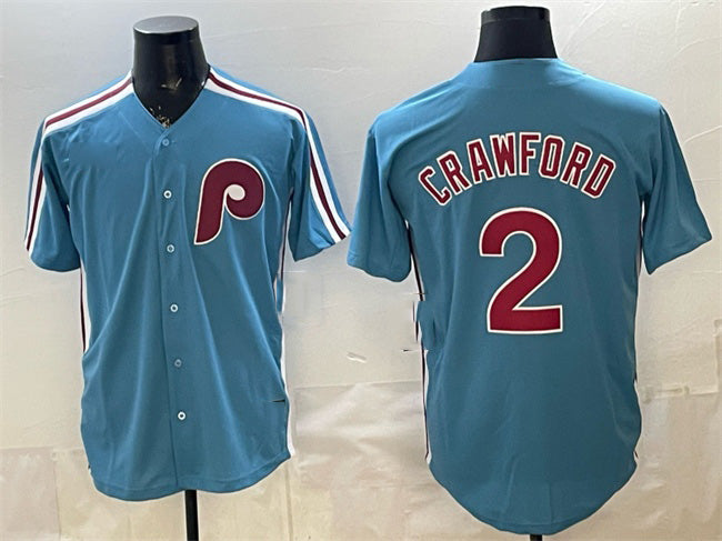 Philadelphia Phillies #2 Justin Crawford Blue MWATKINS Cool Base Stitched Jersey