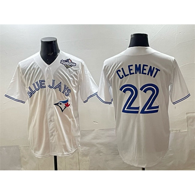 Toronto Blue Jays #22 Ernie Clement White MWATKINS 2025 World Series Home Cool Base Stitched Jersey