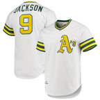 Oakland Athletics #9 Reggie Jackson Mitchell & Ness White MWATKINS 1972 Cooperstown Collection Authentic Jersey