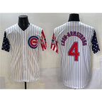Chicago Cubs #4 Pete Crow-Armstrong White MWATKINS Pinstripe 2025 Independence Day Vapor Premier Limited Stitched Jersey