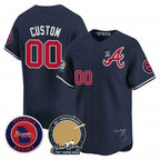 Custom Atlanta Braves Hank Aaron 715th Home Run Patch Vapor Premier Limited Jersey V2 ¨C Navy MWATKINS