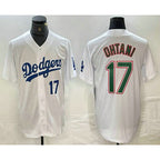 Los Angeles Dodgers #17 Shohei Ohtani Number White Green MWATKINS Stitched Cool Base Jerseys