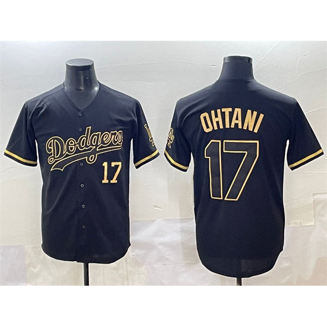 Los Angeles Dodgers #17 Shohei Ohtani Black Gold MWATKINS Limited Stitched Jersey