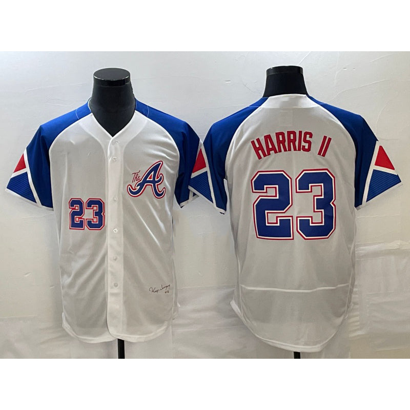 Atlanta Braves #23 Michael Harris II Number White MWATKINS 2023 City Connect Flex Base Stitched Jersey 2