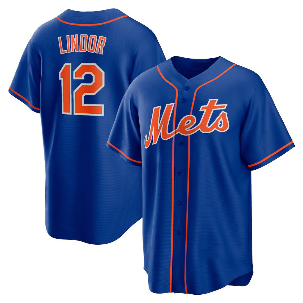 New York Mets #12 Francisco Lindor Royal MWATKINS Big & Tall Alternate Replica Player Jersey