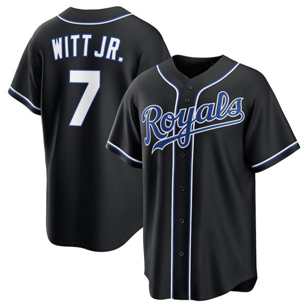 Kansas City Royals #7 Bobby Witt Jr. Black MWATKINS Out Stitched Jersey