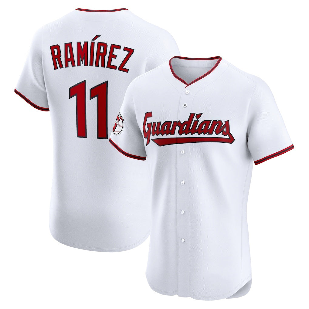 Cleveland Guardians #11 Jos¨¦ Ram¨ªrez White MWATKINS Home Elite Jersey