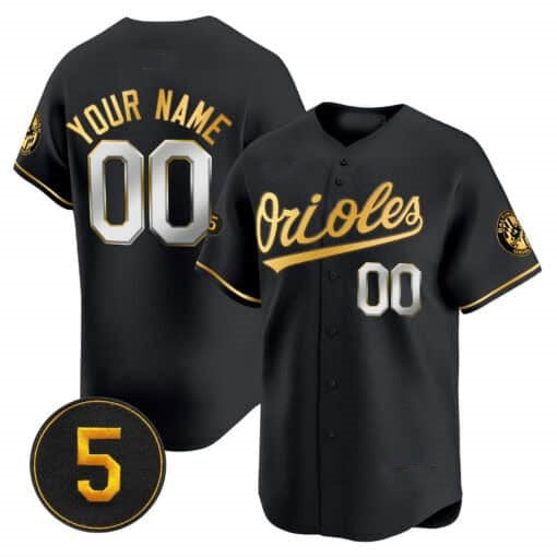 Custom Baltimore Orioles Robinson Patch Vapor Premier Limited Jersey ¨C All Stitched-Black Gold MWATKINS