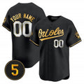 Custom Baltimore Orioles Robinson Patch Vapor Premier Limited Jersey ¨C All Stitched-Black Gold MWATKINS