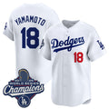 Los Angeles Dodgers #18 Yoshinobu Yamamoto White MWATKINS 2025 Champions Stitched Jersey