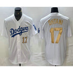 Los Angeles Dodgers #17 Shohei Ohtani Number White Gold MWATKINS Stitched Cool Base Jerseys