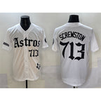 Houston Astros #713 DJ Screwston White MWATKINS Gothic 'Houston Born Barrio Raised' Limited Stitched Jersey