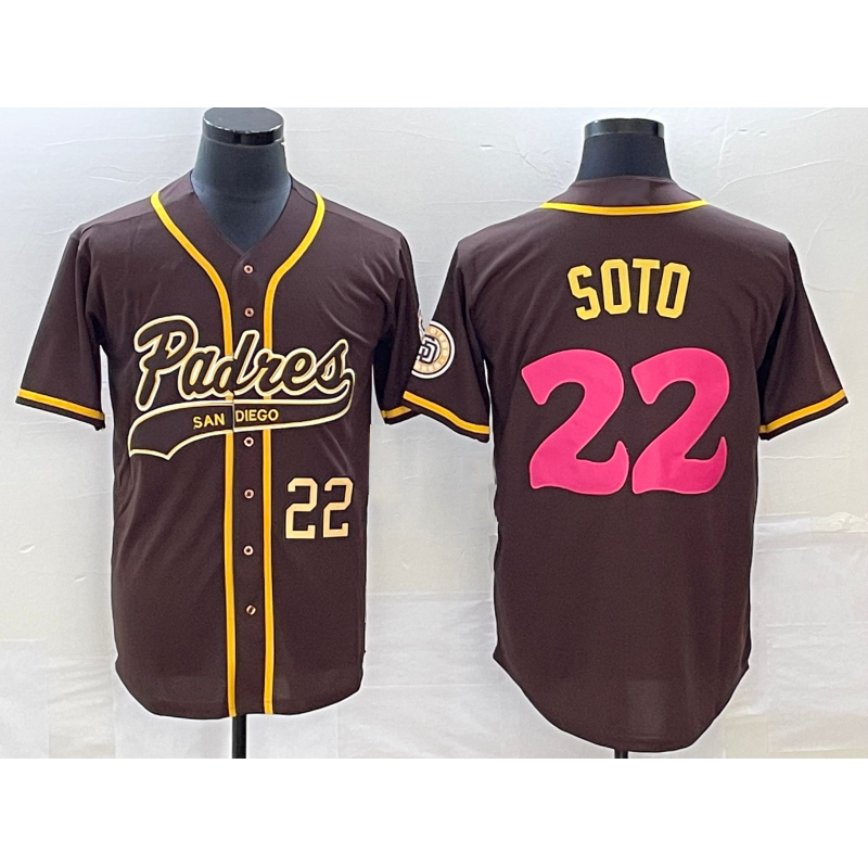 San Diego Padres #22 Juan Soto Number Brown MWATKINS NEW 2023 City Connect Cool Base Stitched Jersey