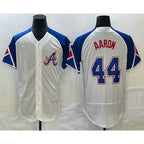 Atlanta Braves #44 Hank Aaron White MWATKINS 2023 City Connect Flex Base Stitched Jersey