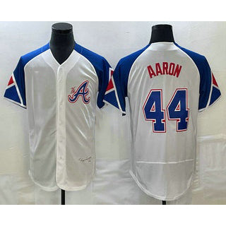 Atlanta Braves #44 Hank Aaron White MWATKINS 2023 City Connect Flex Base Stitched Jersey