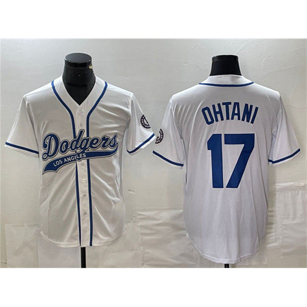Los Angeles Dodgers #17 Shohei Ohtani White MWATKINS Cool Base With Patch Stitched Jersey