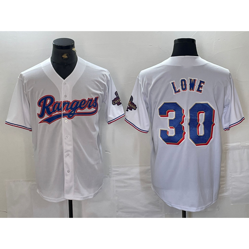 Texas Rangers #30 Nathaniel Lowe White MWATKINS 2024 Gold Collection Limited Cool Base Jersey