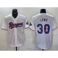 Texas Rangers #30 Nathaniel Lowe White MWATKINS 2024 Gold Collection Limited Cool Base Jersey