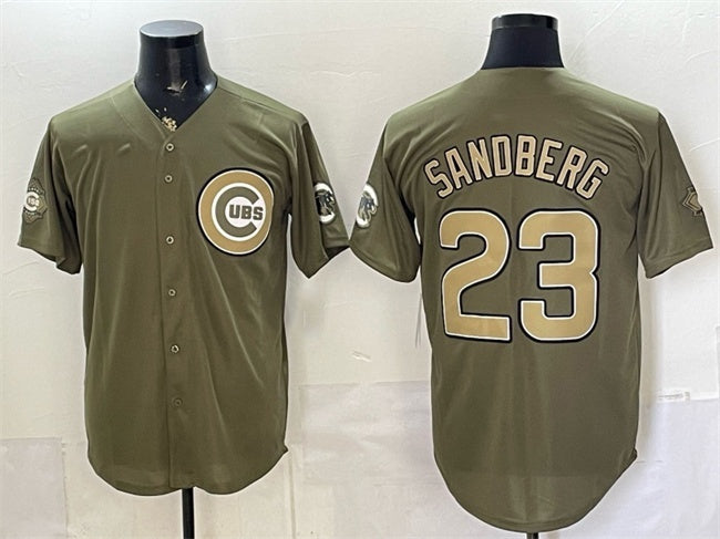 Chicago Cubs #23 Ryne Sandberg Olive MWATKINS 2026 Armed Forces Day Stitched Jersey