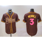 San Diego Padres #3 Jackson Merrill Brown MWATKINS Cool Base Stitched Jerseys