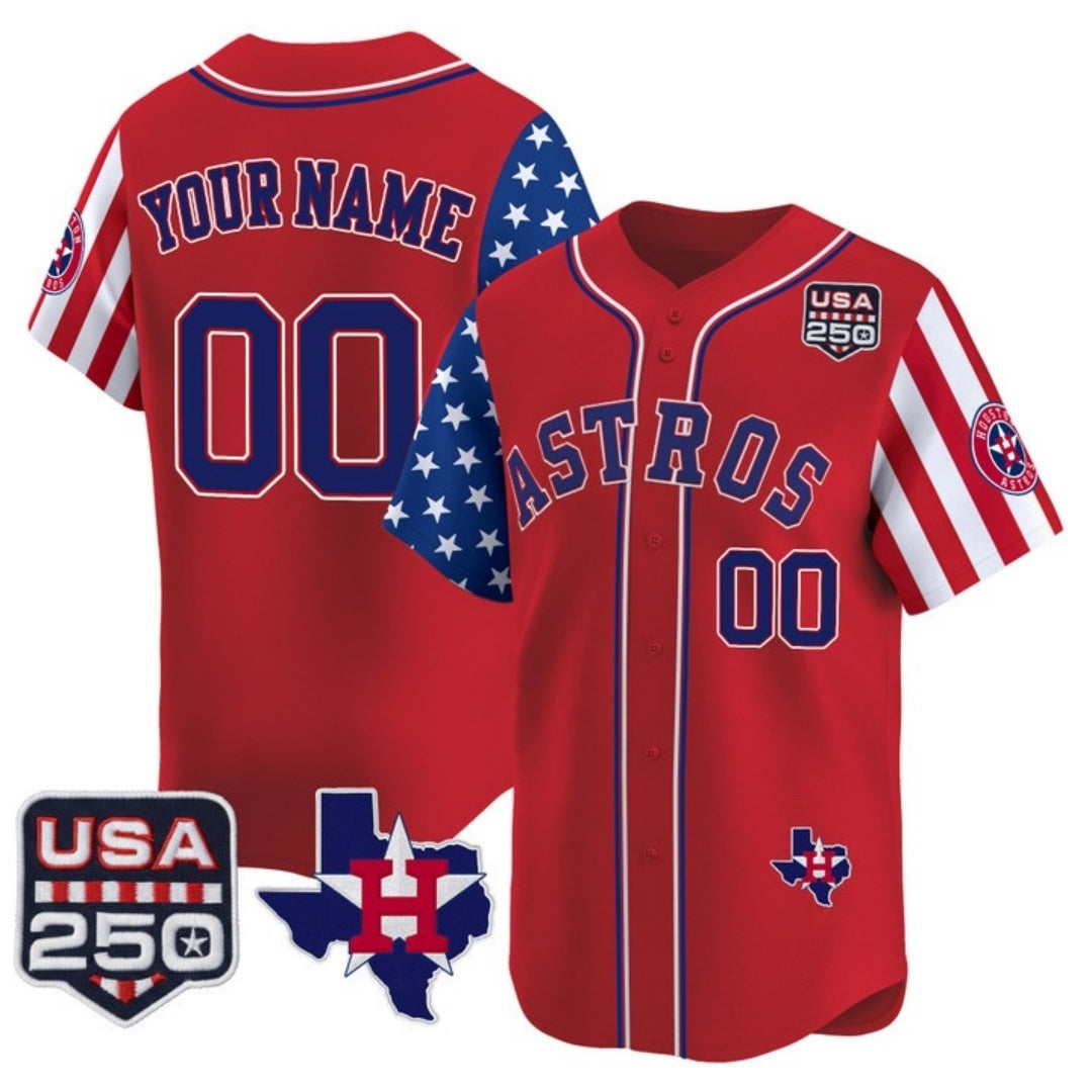 Custom Houston Astros America 250 Edition Vapor Premier Limited Red MWATKINS Stitched Jerseys