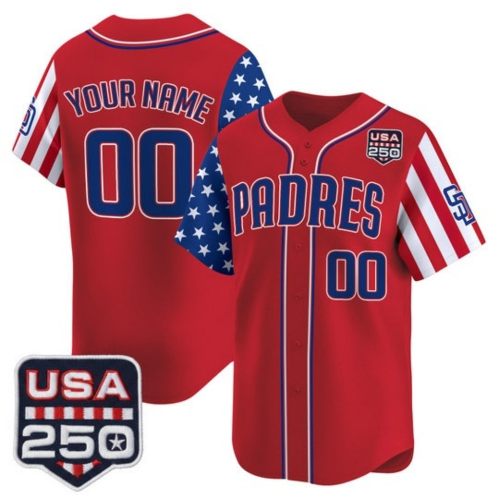 Custom San Diego Padres America 250 Edition Vapor Premier Limited Red MWATKINS Stitched Jerseys