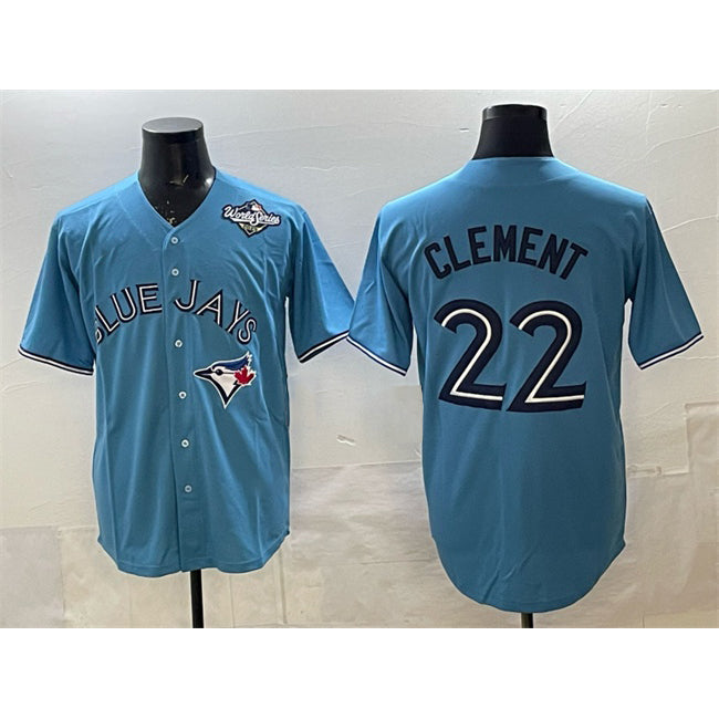 Toronto Blue Jays #22 Ernie Clement Royal MWATKINS 2025 World Series Cool Base Stitched Jersey