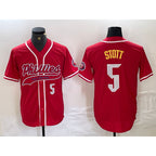 Philadelphia Phillies #5 Bryson Stott Number Red MWATKINS Cool Base Stitched Jersey 2