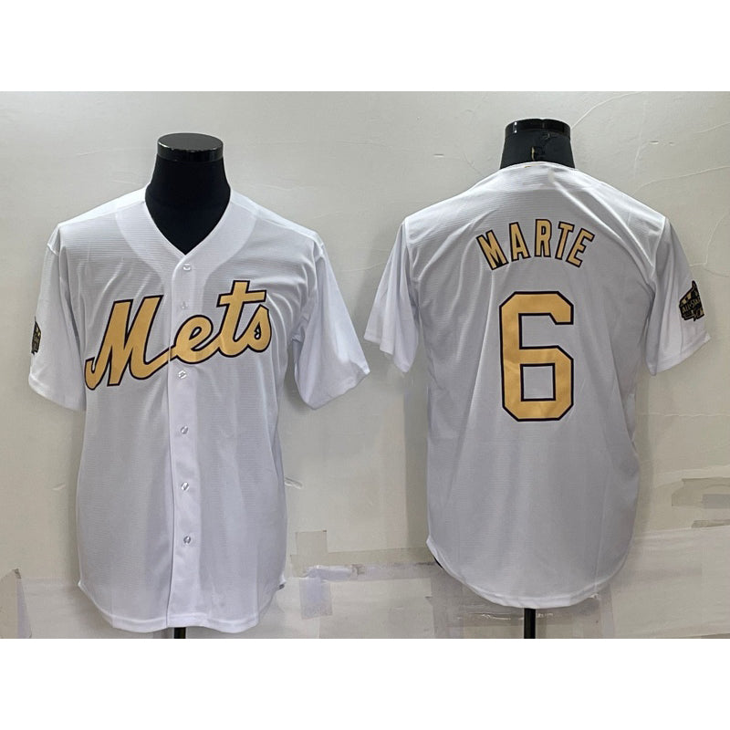 New York Mets #6 Starling Marte White MWATKINS 2022 All Star Stitched Cool Base Jersey