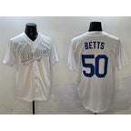 Los Angeles Dodgers #50 Mookie Betts White MWATKINS Fashion Cool Base Stitched Jersey