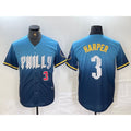 Philadelphia Phillies #3 Bryce Harper Number Blue MWATKINS 2024 City Connect Limited Stitched Jersey 2