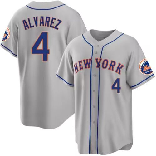 New York Mets #4 Francisco ¨¢lvarez Gray MWATKINS 2023 Cool Base Stitched Jersey