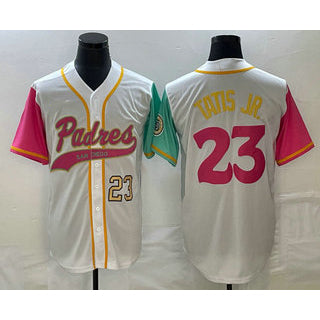 San Diego Padres #23 Fernando Tatis Jr Number White MWATKINS NEW 2023 City Connect Cool Base Stitched Jersey 2