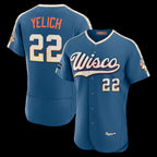 Milwaukee Brewers #22 Christian Yelich Mineral Blue MWATKINS 2026 City Connect Authentic Sponsor Patch Jersey
