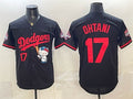 Los Angeles Dodgers #17 Shohei Ohtani Black MWATKINS Hello Kitty Night 2025 World Series Champions Patch Stitched Jersey