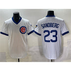 Chicago Cubs #23 Ryne Sandberg White MWATKINS Throwback Stitched Jersey