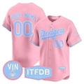 Custom Los Angeles Dodgers Vin ITFDB Patch Bubblegum Pink Vapor Premier Limited Jersey ¨C All Stitched-Pink MWATKINS