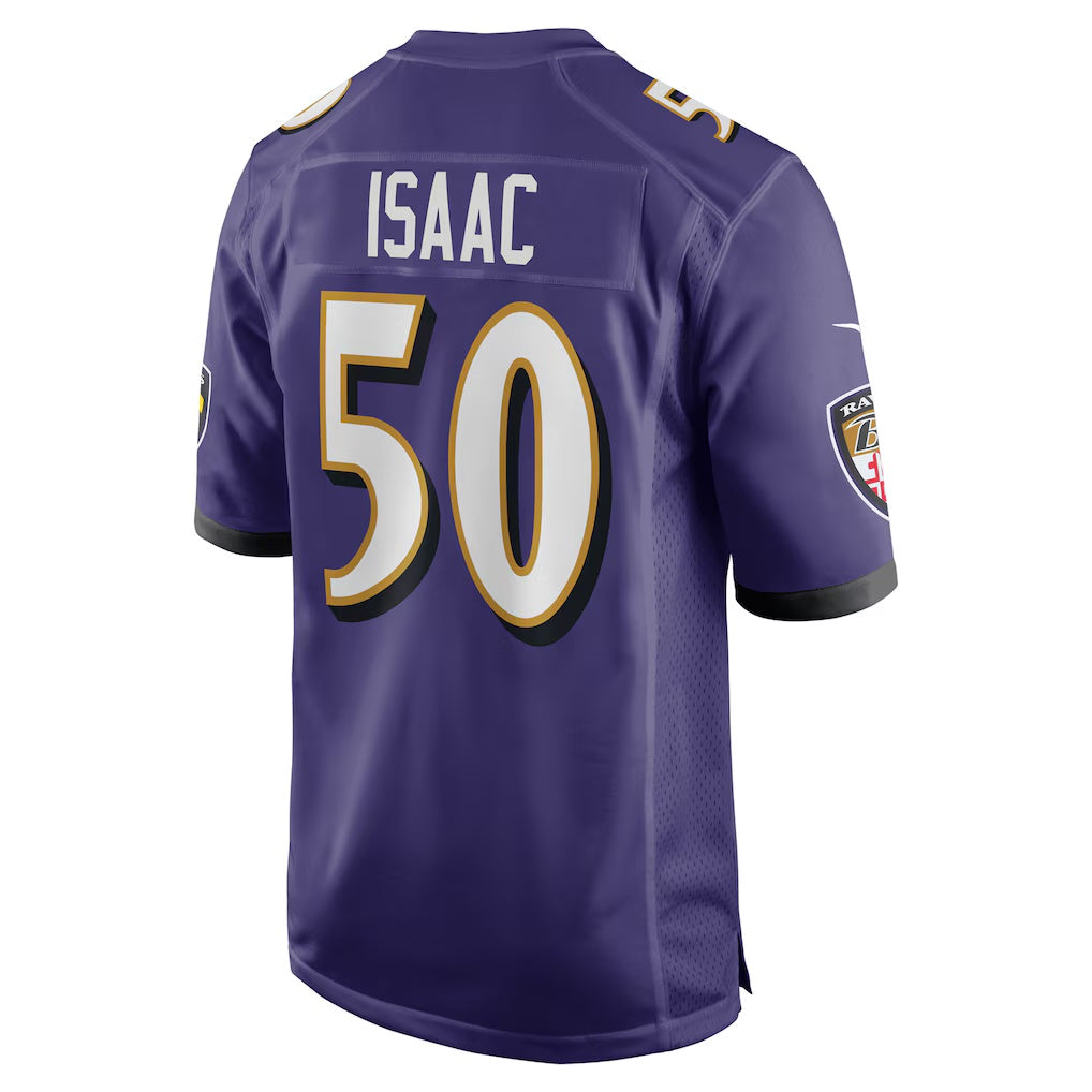 B.Ravens #50 Adisa Isaac Purple MWATKINS Team Game Jersey