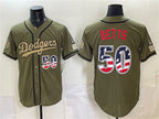 Los Angeles Dodgers #50 Mookie Betts Olive MWATKINS 2026 Armed Forces Day 250 Fourth of July Stitched Jersey
