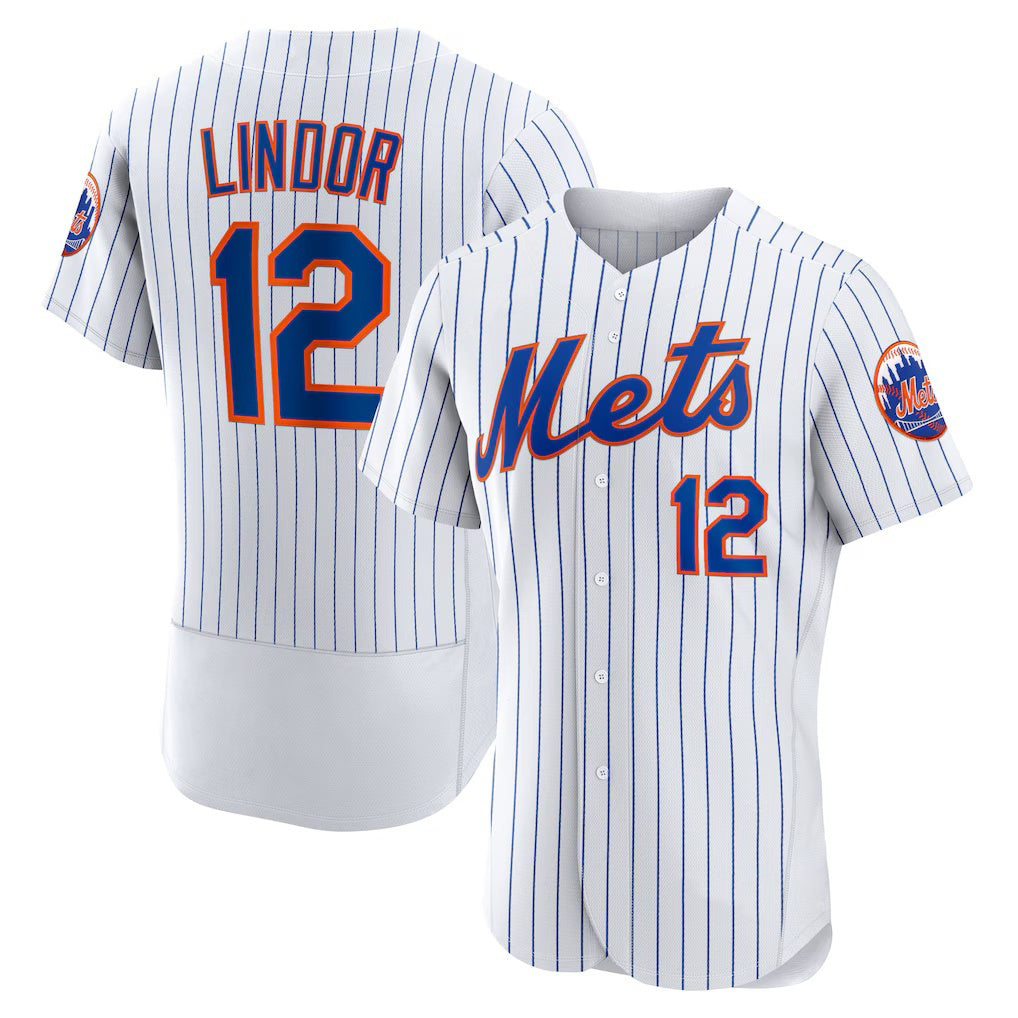 New York Mets #12 Francisco Lindor White MWATKINS Home Authentic Player Jersey
