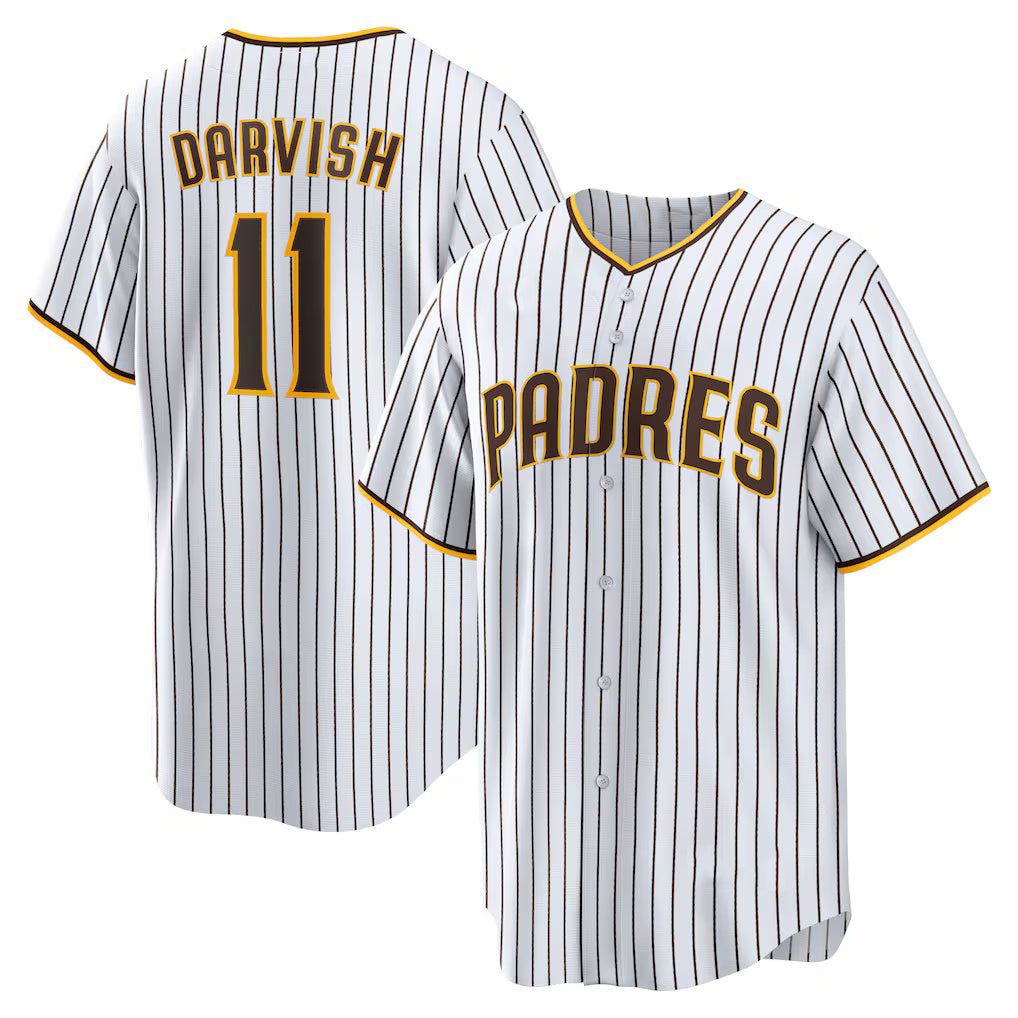 San Diego Padres #11 Yu Darvish White MWATKINS Home Replica Player Jersey