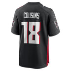 A.Falcons #18 Kirk Cousins Black MWATKINS Game Player Jersey
