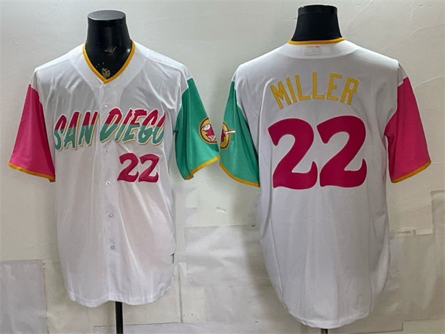 San Diego Padres #22 Mason Miller 2022 White MWATKINS City Connect Cool Base Stitched Jersey