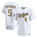 Los Angeles Dodgers #5 Freddie Freeman White MWATKINS 2025 Gold Collection Limited Stitched Jersey